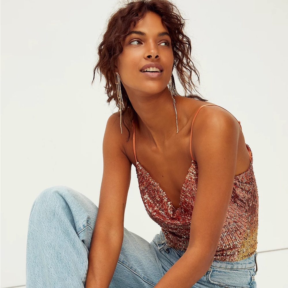 Free People Stop & Stare Sequin Cami